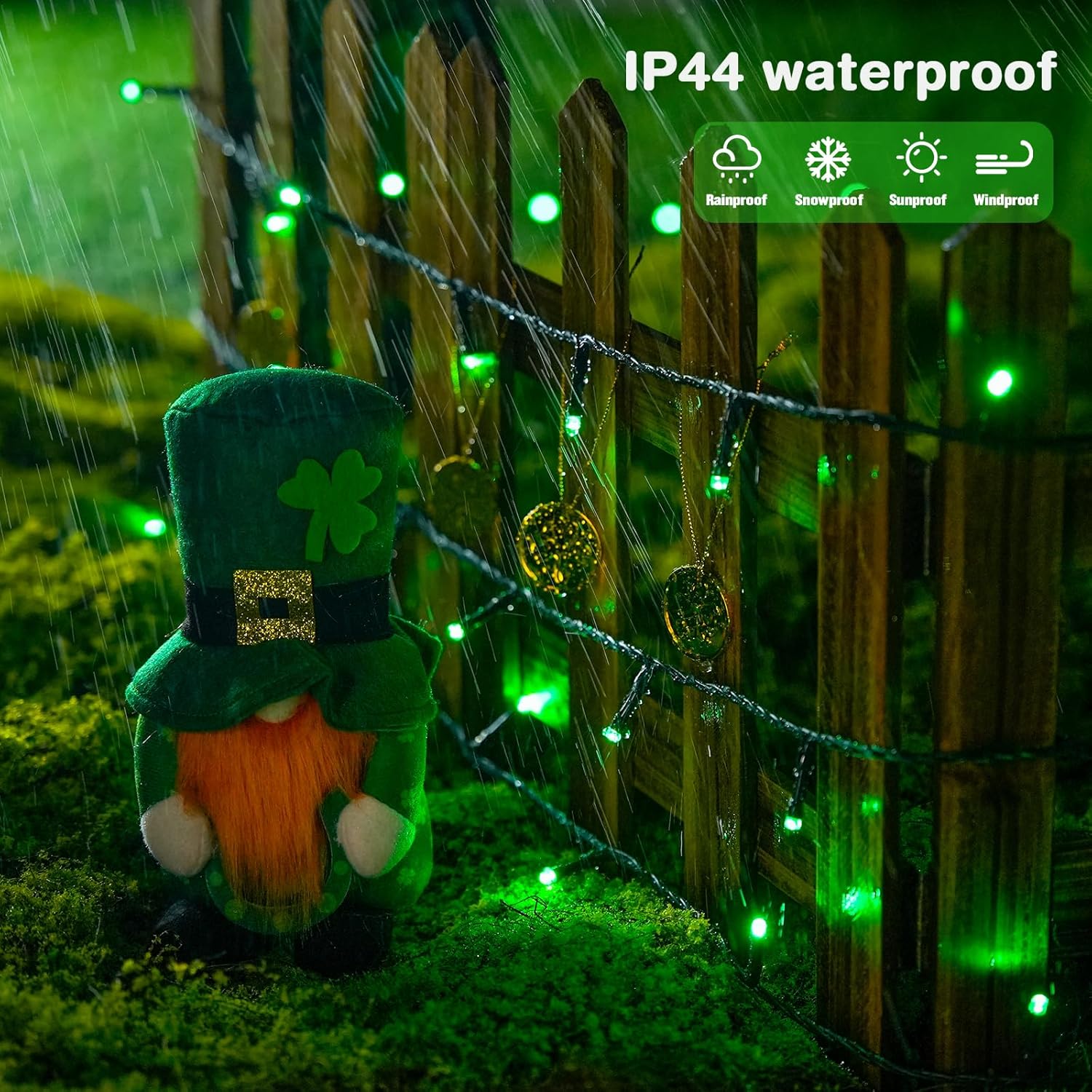 JMEXSUSS 200 LED Christmas Lights Outdoor, 66ft Connectable Green String Lights Plug in, 8 Modes Waterproof Green Christmas Lights for Outside Indoor Yard St Patrick's Day Tree Halloween Xmas Decor