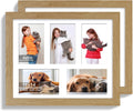 11x14 Picture Frame Set of 2, Natural Oak Wood Frame with Real Glass Collage Picture Frames, Display Pictures Five 4x6 With Mat or 11 x 14 Without Mat, Photo Frames Wall Gallery