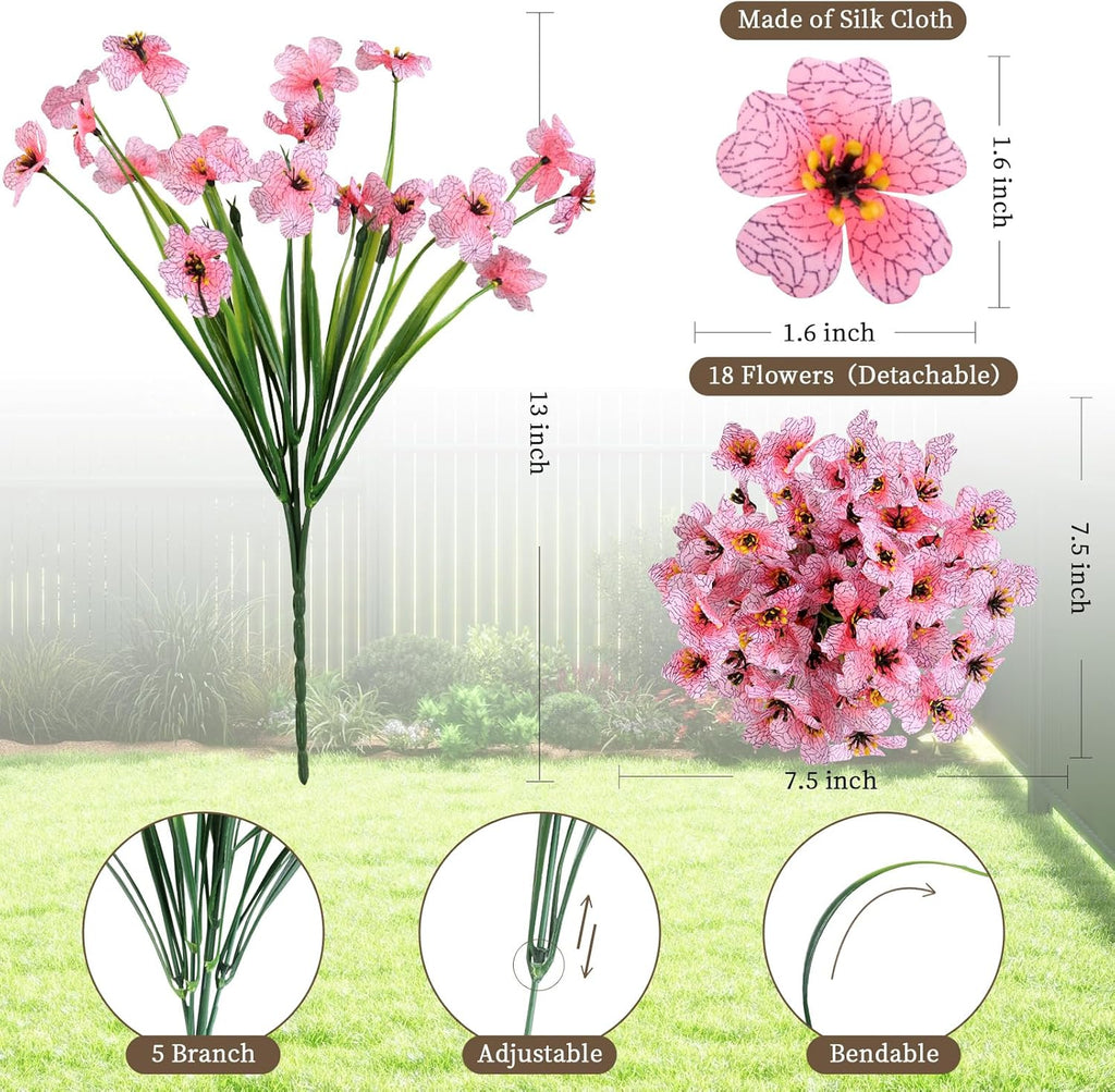 24 Peach Bundles Artificial Flowers for Outdoors/Indoors Fake Flowers Plants for Indoor Outside Garden Porch Window Box Home Wedding Farmhouse