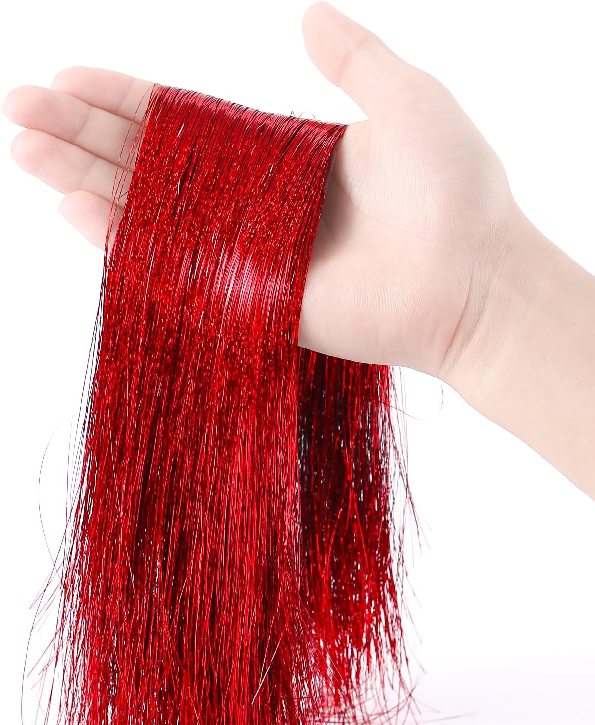 3000pcs Christmas Icicle Tinsel,18in Red Foil Fringe Tinsel Strand Icicle Tinsel Christmas Tree Tinsel for Christmas Holiday Decor Birthday Supplies