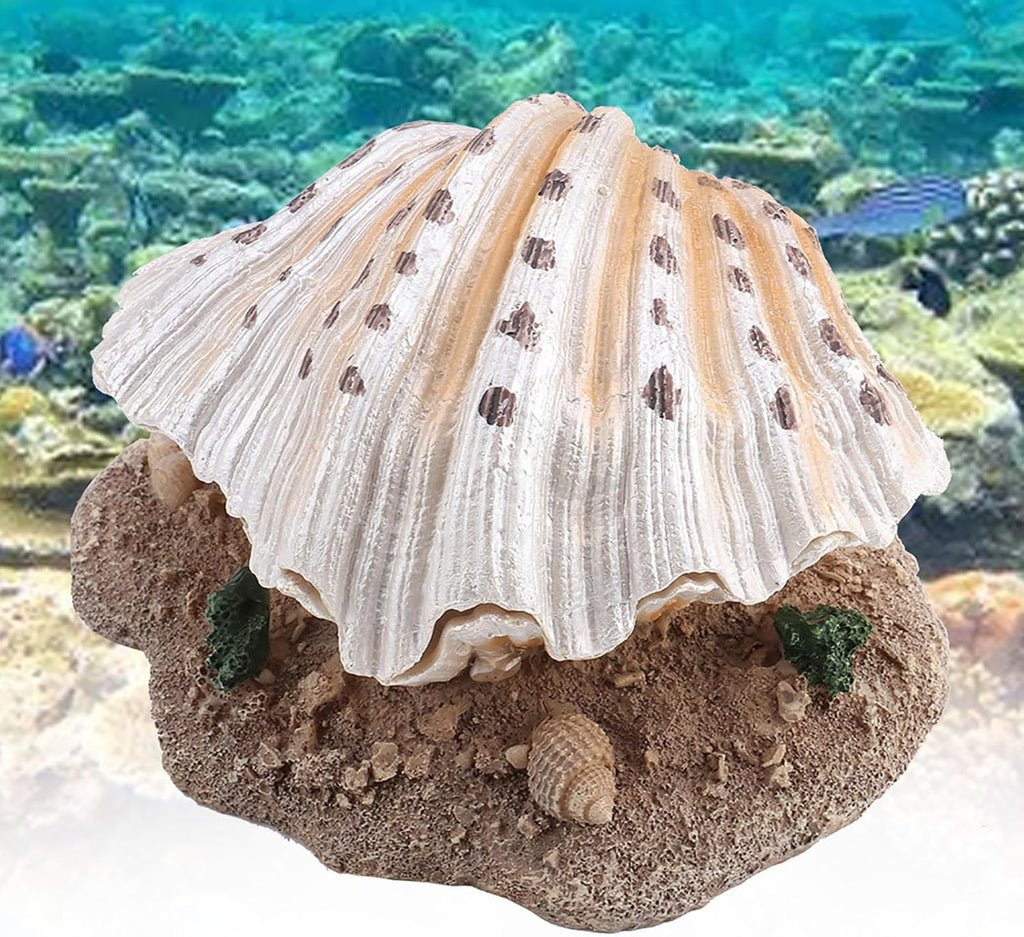 Aquarium Ornament, Fish Shell Pearl Bubbler, Fish Tank Decoration, Safe Resin Material, Widened Base for Easy Placement, for Aquarium Photography Props, Home Decor, Office Decor, and Gift Ideas