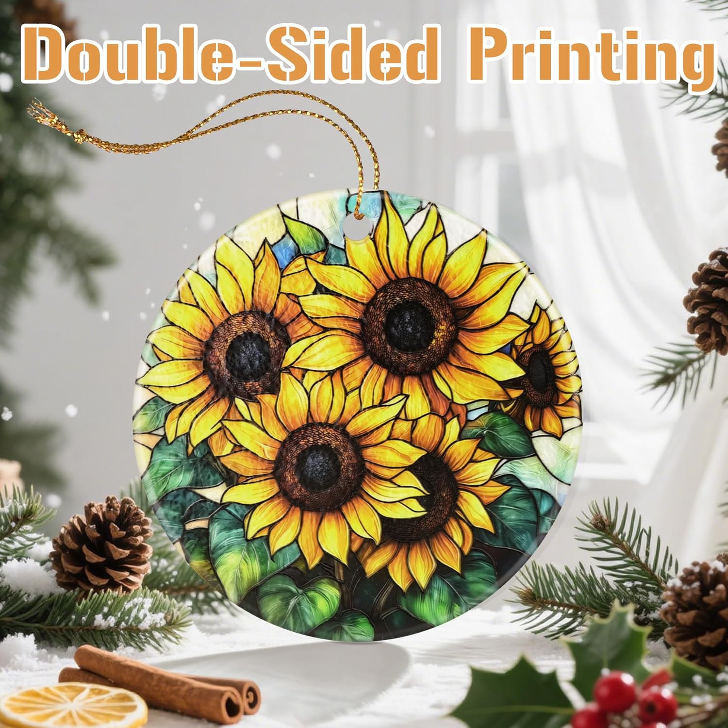 Sunflower Christmas Tree Decorations, Christmas Ornaments, Keepsake Ornaments, Holiday Decor, Xmas Gifts, Gifts for Flower Lovers & Sunflower Lovers