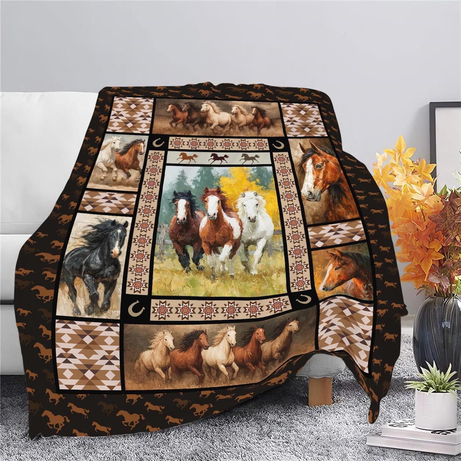 Horse Throw Blanket Horse Stuff Gifts for Kids Girls Boys Adults Women Men Soft Cozy Warm Plush Fluffy Fuzzy Fleece Blanket Decor 40''X50''
