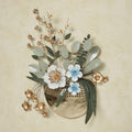 Touch of Class Pocket of Posies Floral Dimensional Metal Wall Art - Green, Gold, Ivory, Blue - Flower Sculptures for Bedroom, Living Room, Bathroom - Metallic Artwork Decor
