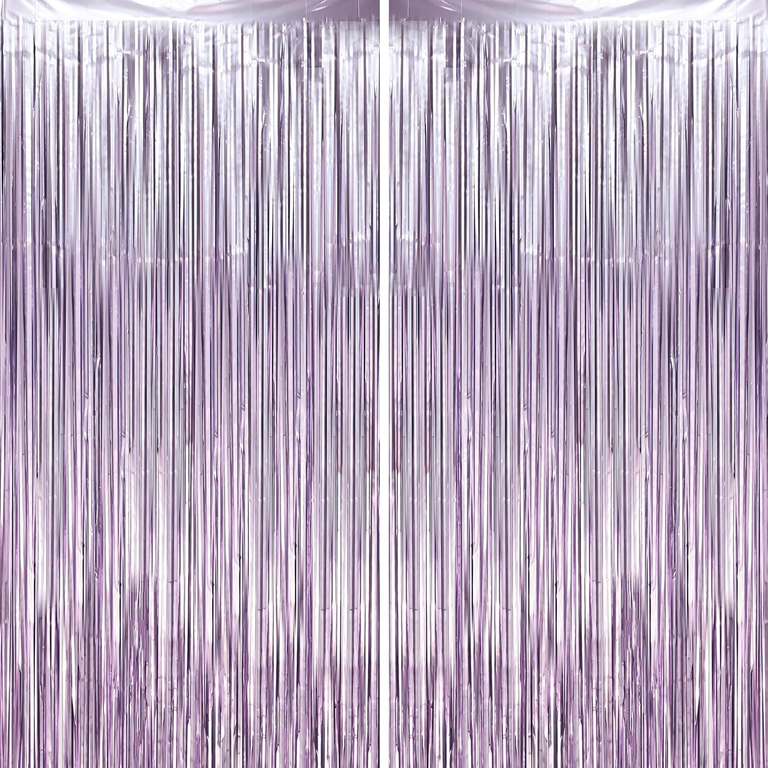 2 Pack Light Purple Foil Fringe Backdrop Curtains, Tinsel Streamers Party Decorations, Fringe Backdrop, Door Shimmer for Baby Shower or Birthday Party