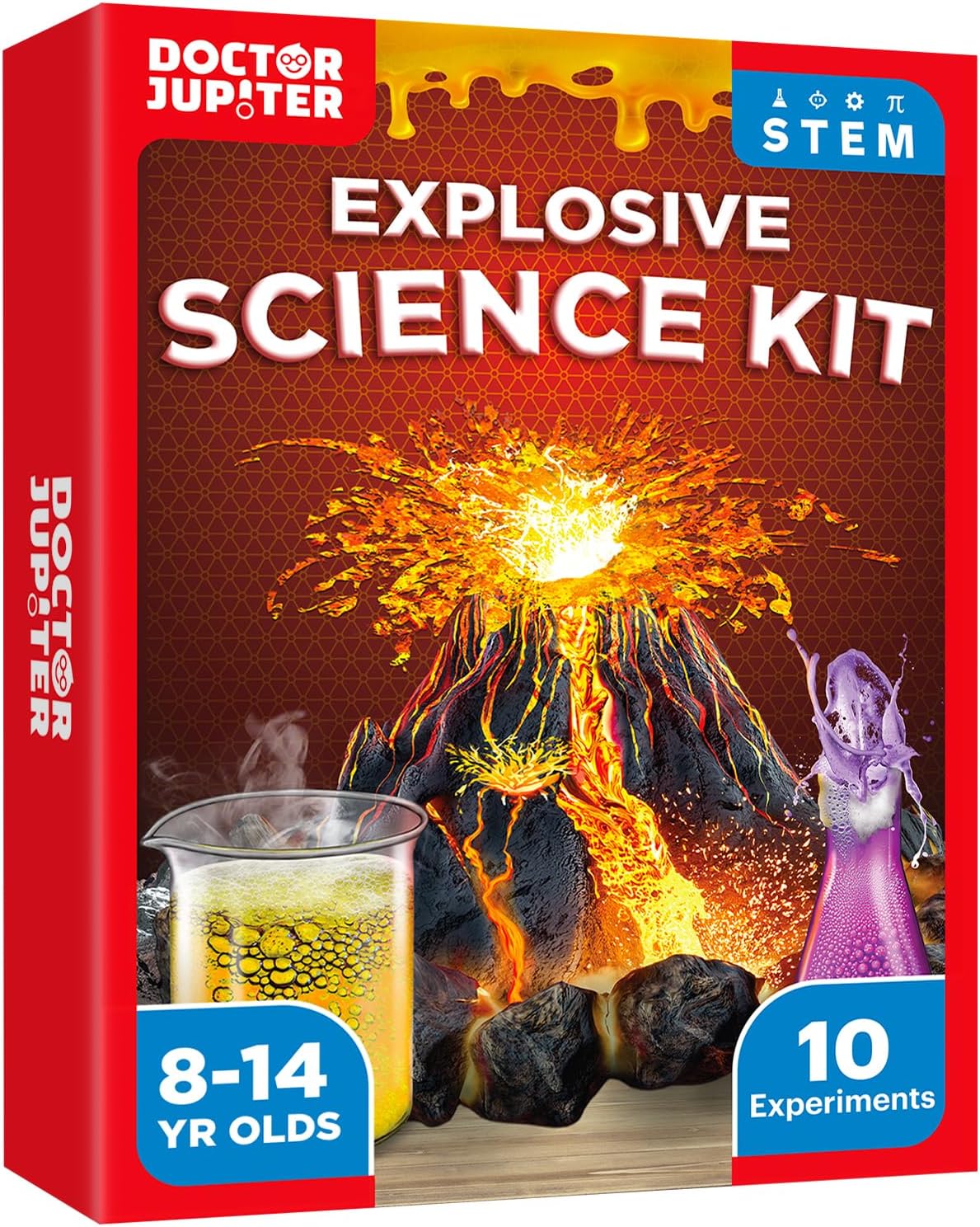 Doctor Jupiter Explosive Science Kit, Chemistry Set for Kids Ages 8-10-12-14 | Birthday Gift Ideas for Boys & Girls 8,9,10+ Years Old | STEM Toy with 10 Experiments | Learning & Educational Projects