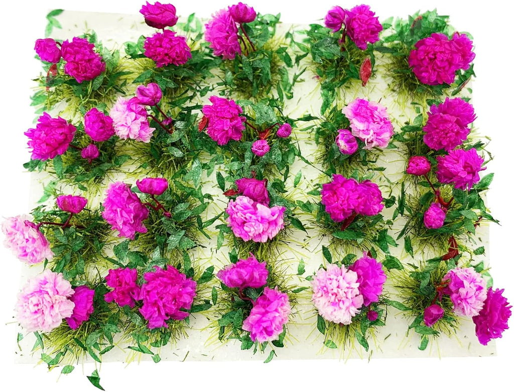 20Pcs Miniature Flower Cluster Grass Flower Tufts for Mini Dollhouse Fairy Garden Railway Simulated Static Scenery Micro Landscape Model (Rose)