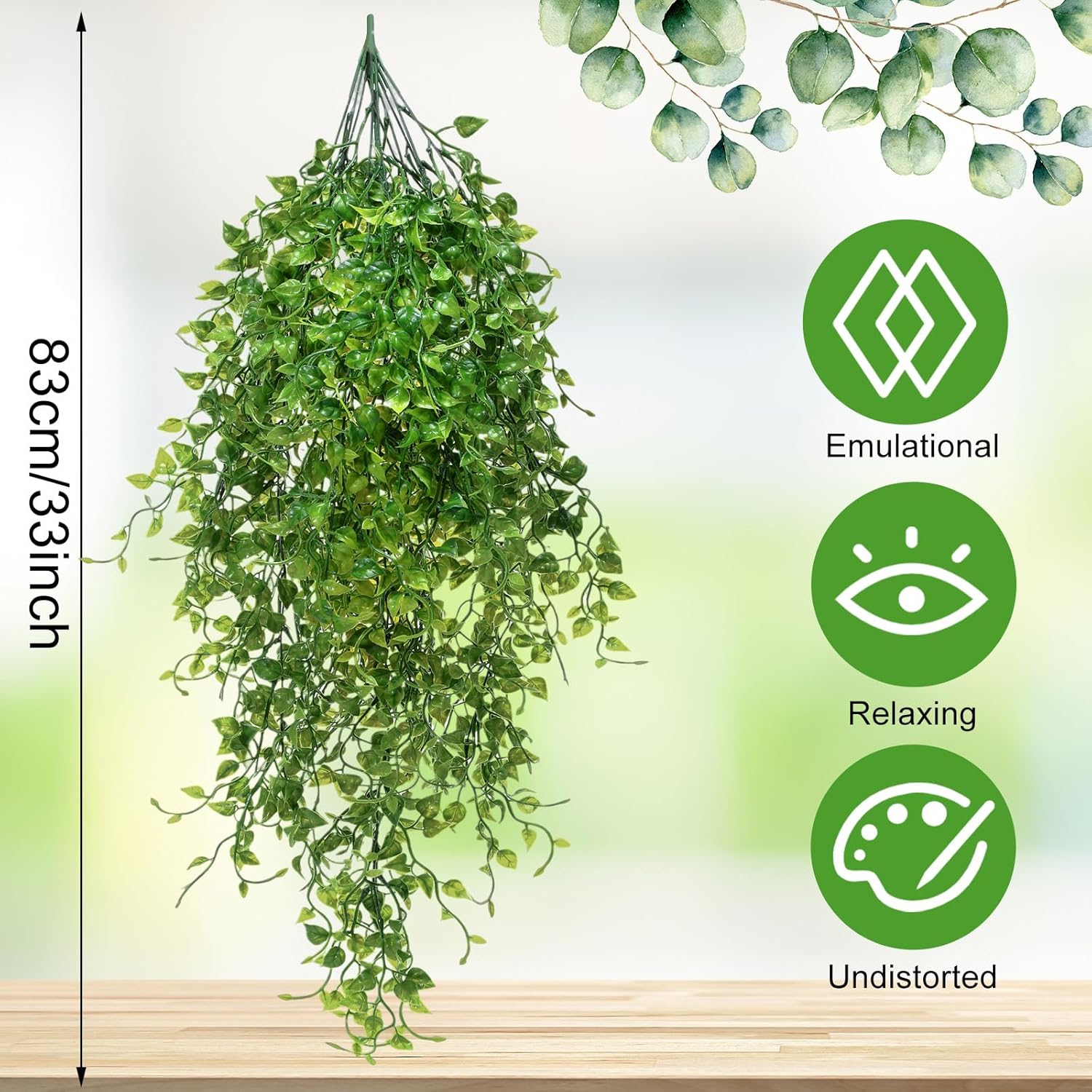 Hoteam 12 Pcs Artificial Hanging Plants 32 Inch Fake Ivy Vines with Fake Leaves Patio Artificial Plants Greenery for Living Room Indoor Outdoor Wall, No Basket (Ivy)