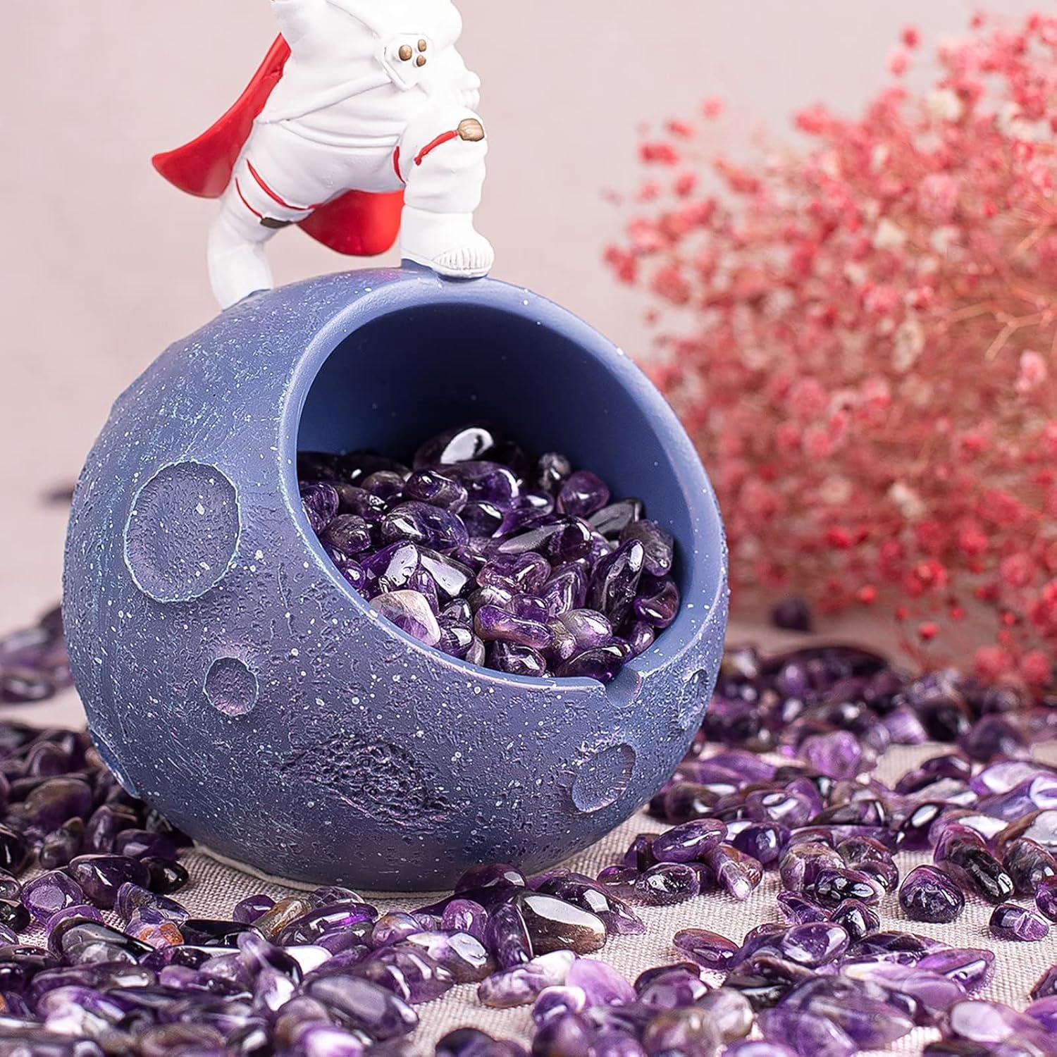 Polished Amethyst Crystal Chips 200 Pcs - 0.3" 10 oz Tumbled Stone Chips Crushed Sea Glass Stones Healing Reiki Crystal Making Home Decoration