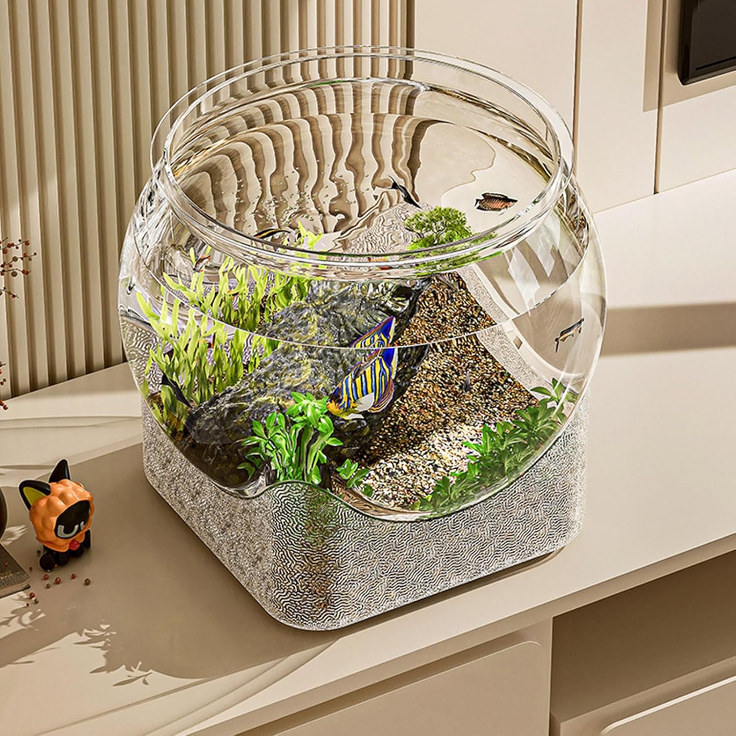 Large Fish Bowl, Round Fishs Tank, Clear Desktop Aquarium, 5 Gallon Fish Bowl Unbreakable, Desktop Bubble Bowls, for Home Bedroom Bathroom Desk Workplace