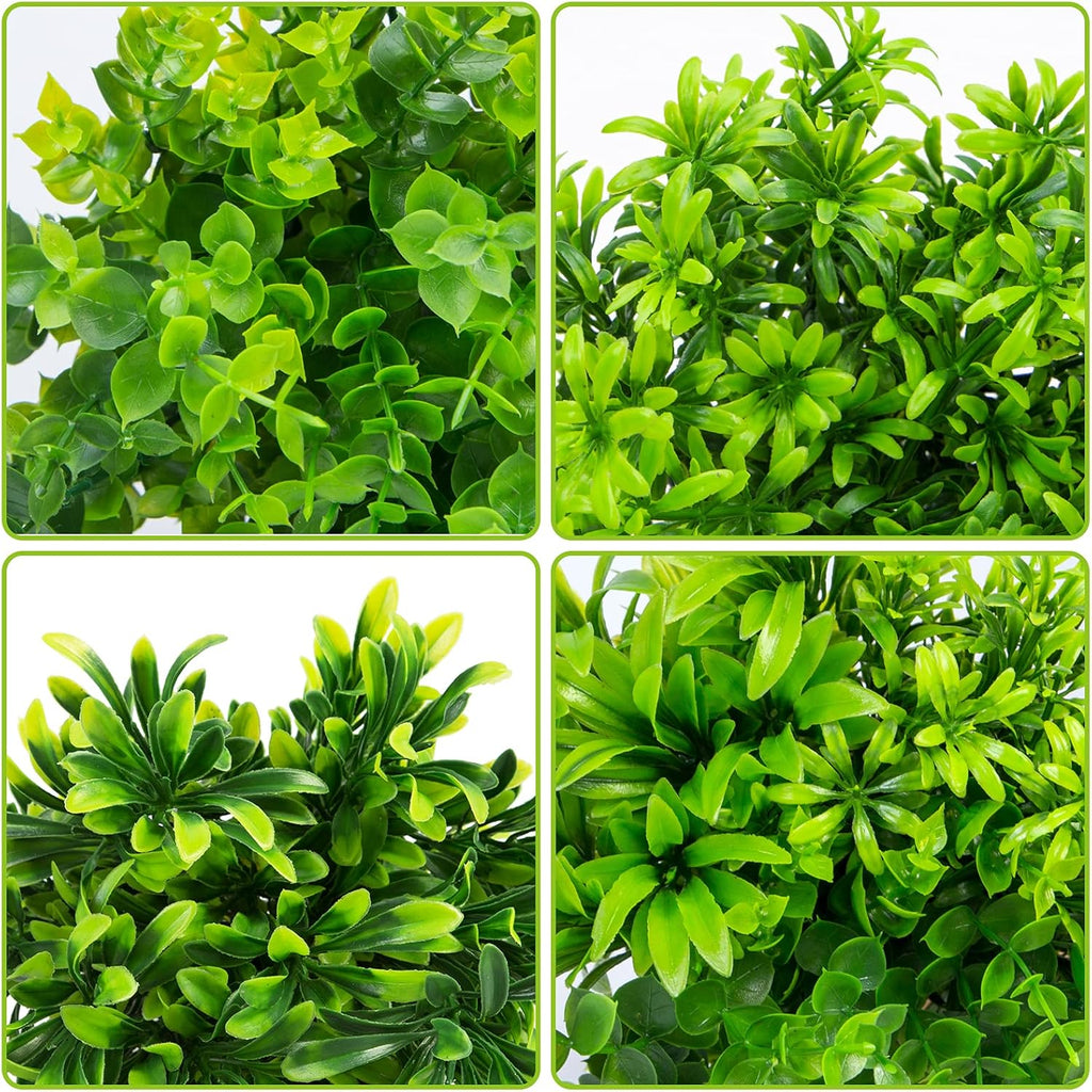 Ouddy Decor 6 Bundles Artificial Greenery Stems Mixed Fake Plastic Plants Eucalyptus Rosemary Faux Magnolia for Outdoor Indoor Garden Home Window Box Decor