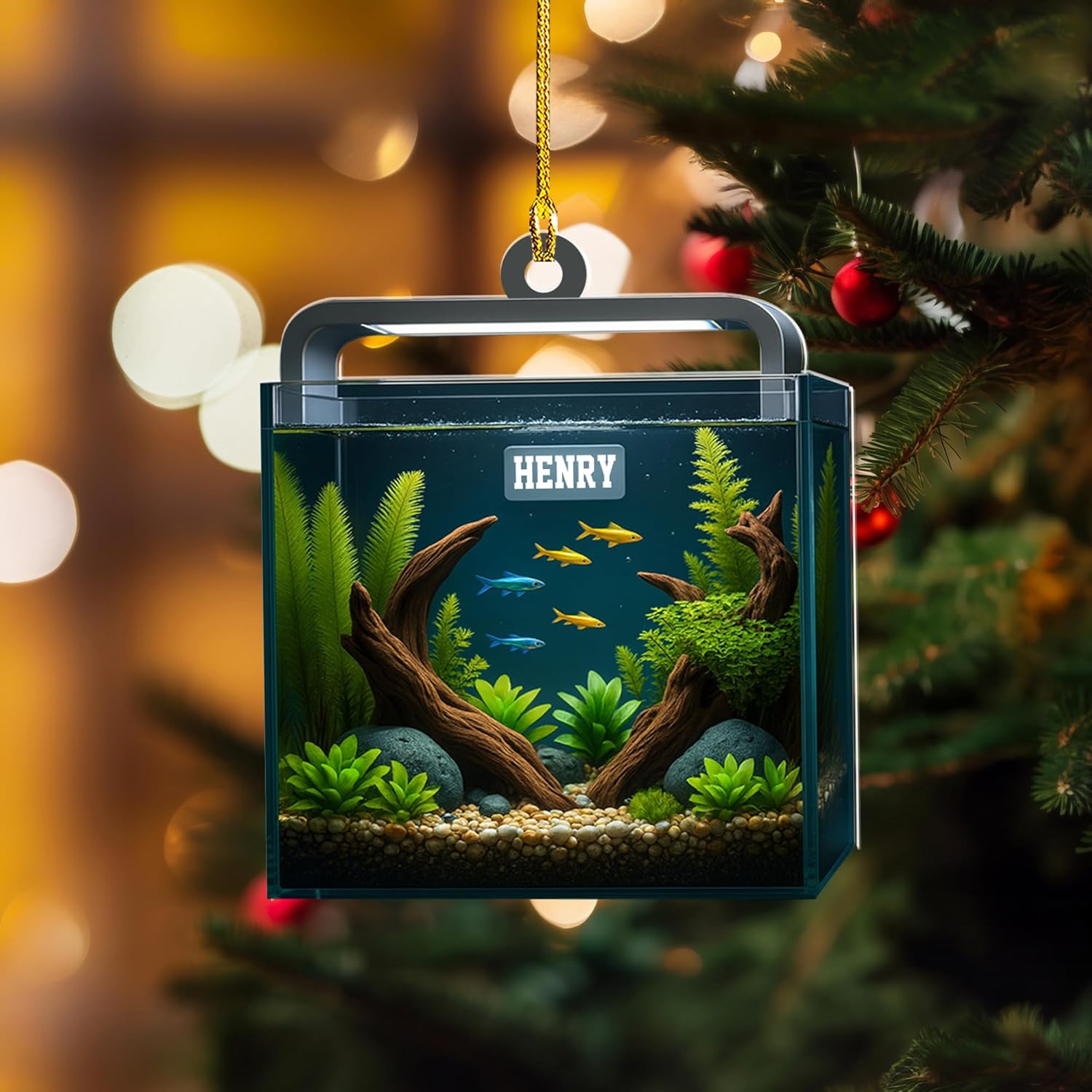 Personalized Aquarium Fish Tank Christmas Ornament 2025, Custom Name Clownfish Holiday Tree Decoration, Unique Keepsake Gift for Fish Lovers, Pet Owners, Kids, Aquarists (ON6)