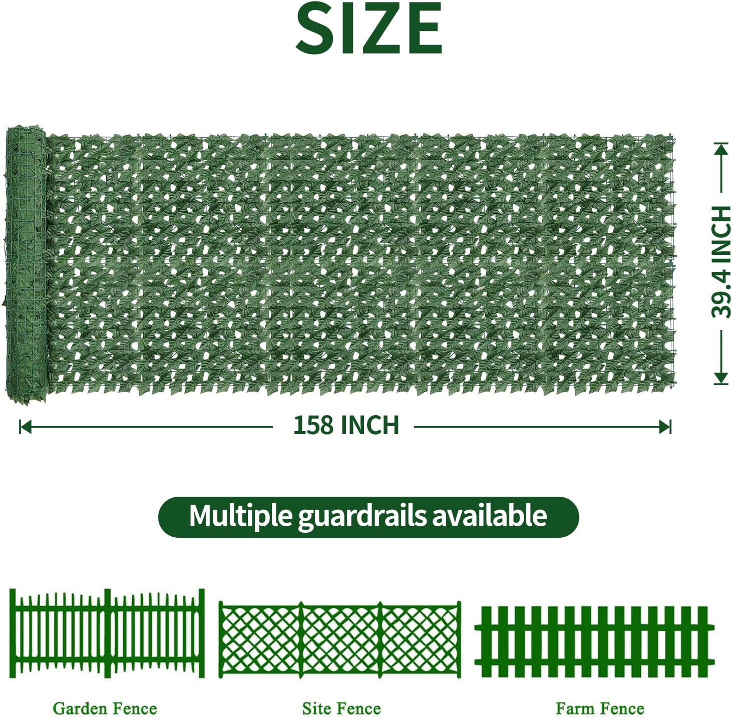 Artificial Ivy Privacy Fence Screen,39.4"x158" UV-Anti Fake Leaves Plant Vine,Privacy Hedges Wall for Indoor Outdoor Garden Backyard Decor