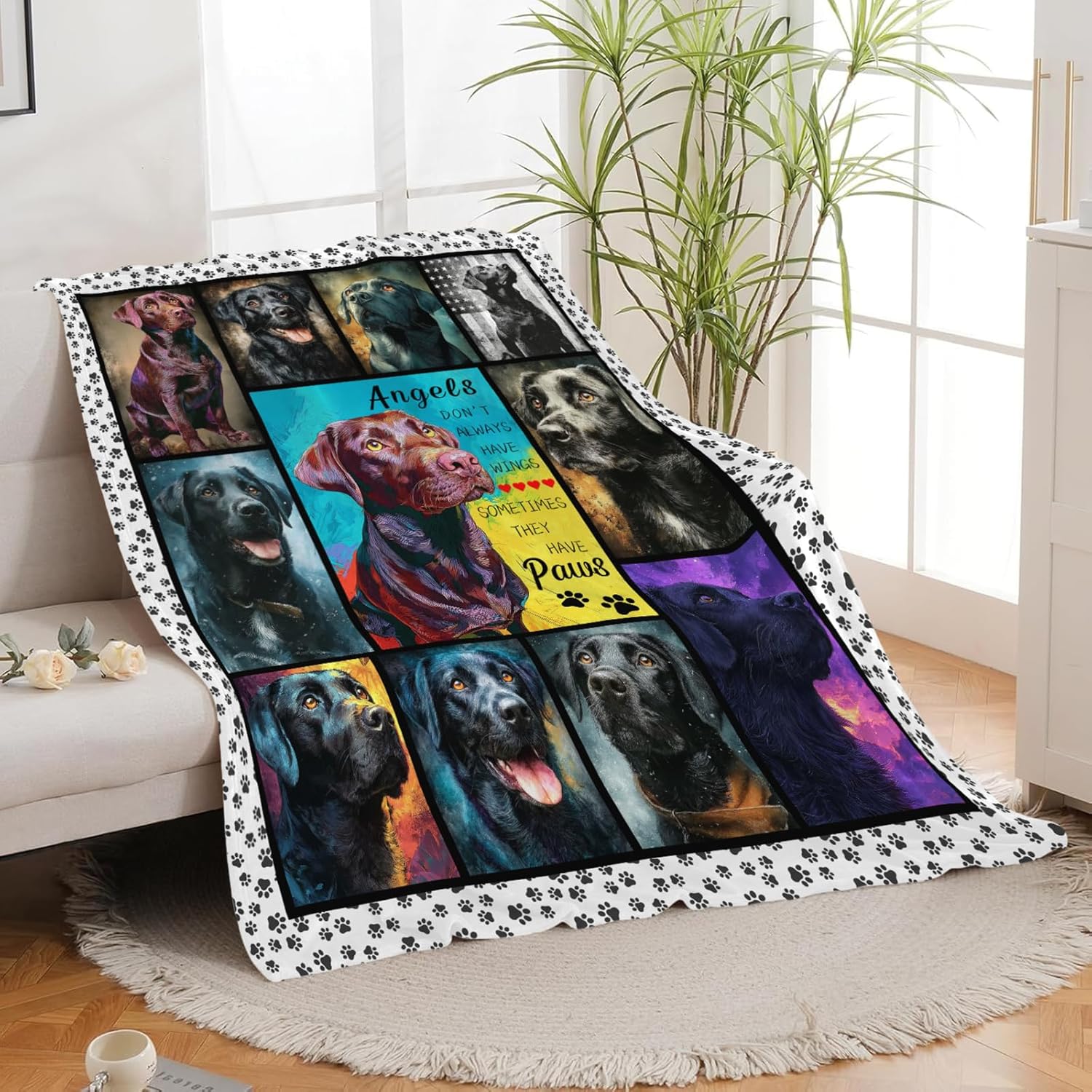 Labrador Throw Blanket Labrador Puppy Stuff Gifts for Dog Lover Kids Girls Boys Adults Women Men Soft Cozy Warm Plush Fluffy Fuzzy Fleece Blanket 60''X80''