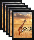 10x15 Picture Frame Set of 5, Black Wooden Frame 10x15 Wall Gallery Poster Photo frame with Durable Shatter Resistant Plexiglass for Wall Mounting Family -friend- wedding best gift
