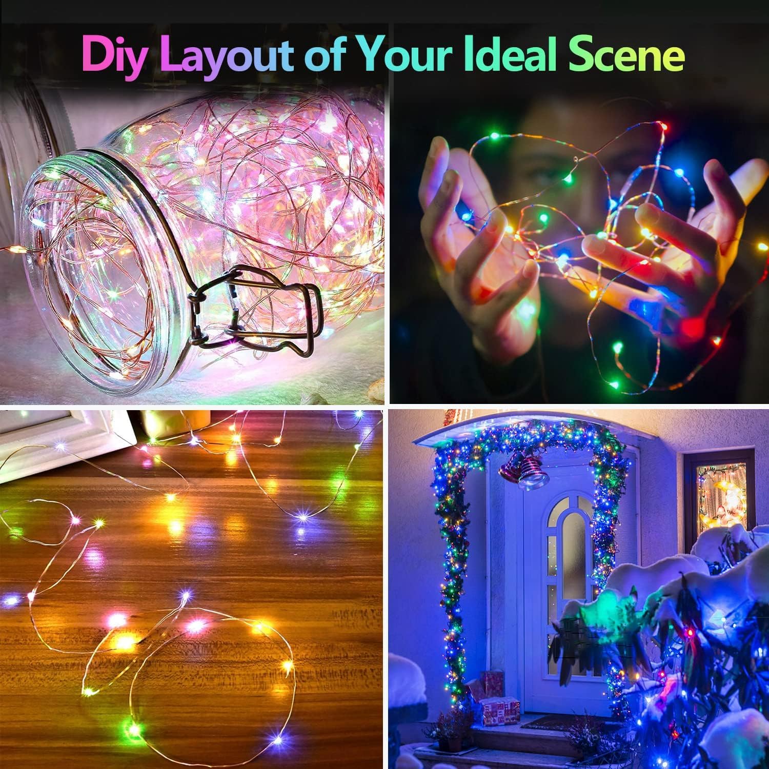 2 Pack Christmas Fairy Lights Battery Operated, 20FT 60LED RGB Color Changing String Lights, Indoor & Outdoor Twinkle Light with Timer and Remote for Bedroom Wedding Birthday Christmas Decorations