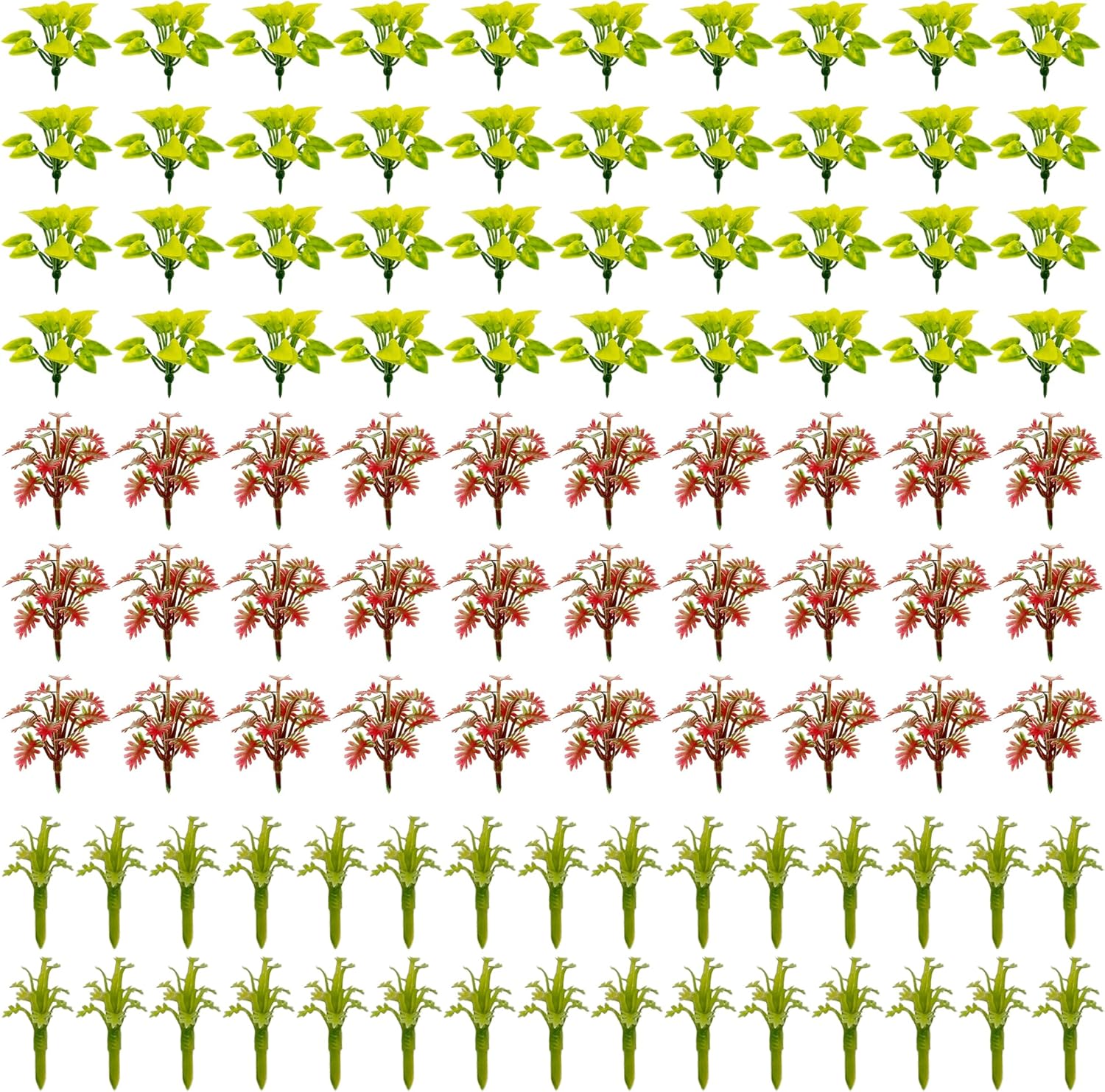 Cayway 100 PCS Mini Model Plants, Miniature Plants Mini Model Trees Green Shrubs Bush Model for Train Scenery Railway Sand Military Layout Park Garden Scene