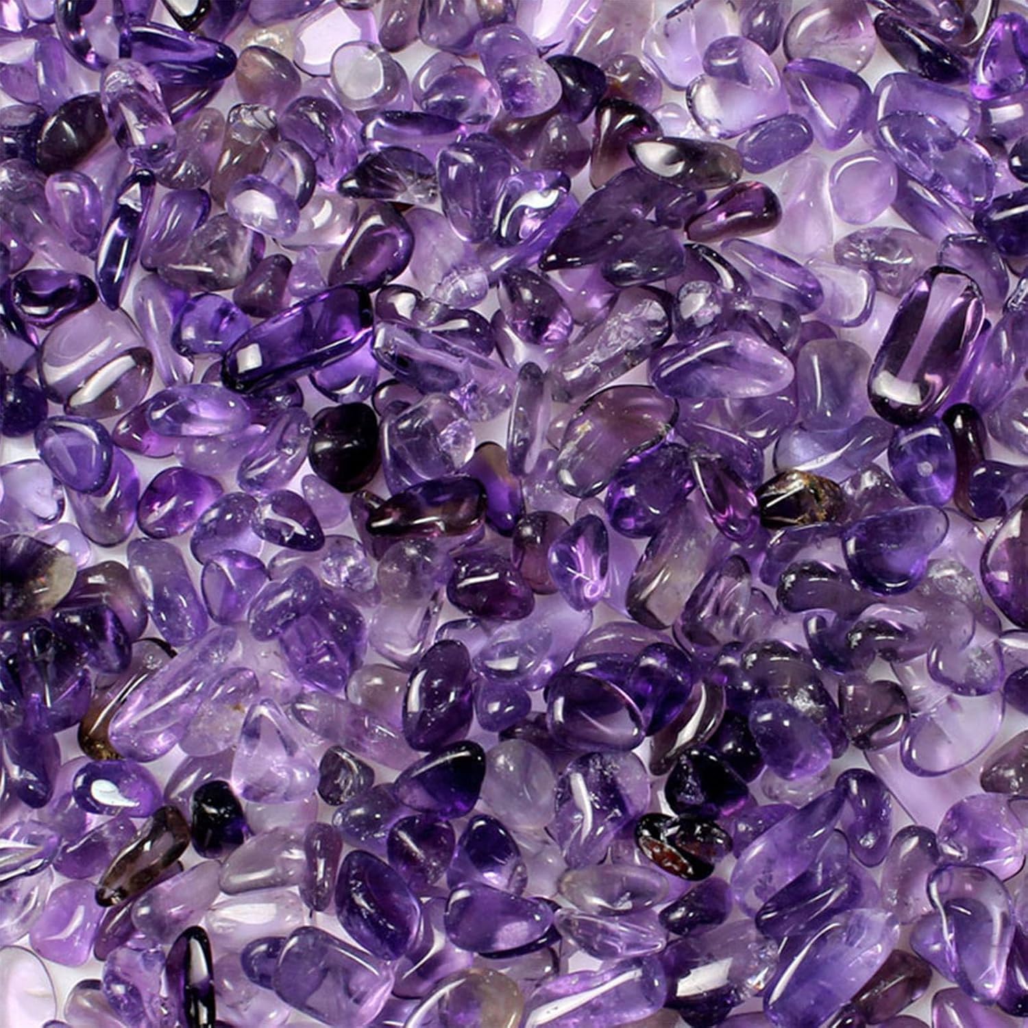 JOHOUSE Polished Gem Stones Rocks Crystals 1 Lb/450g Natural Tumbled Stones Amethyst Crystal Chips Bulk for Fish Tank Rocks Gravel, Vase Filler, Plants Decor