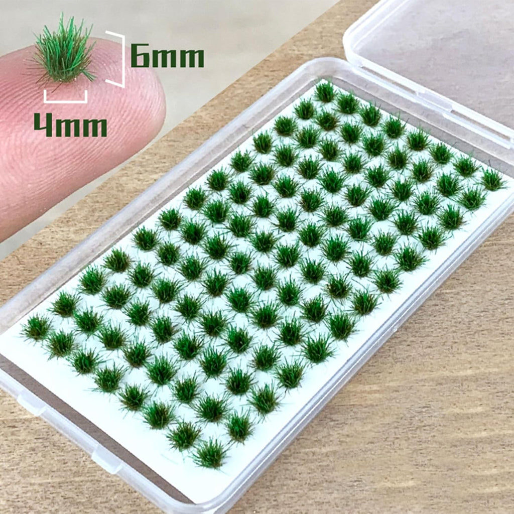 Woohome 208 PCS Static Grass Tuft Green Terrain Kit - Scenery Miniature Shrubs Bushes for Train Landscape Railway Artificial Grass Modeling