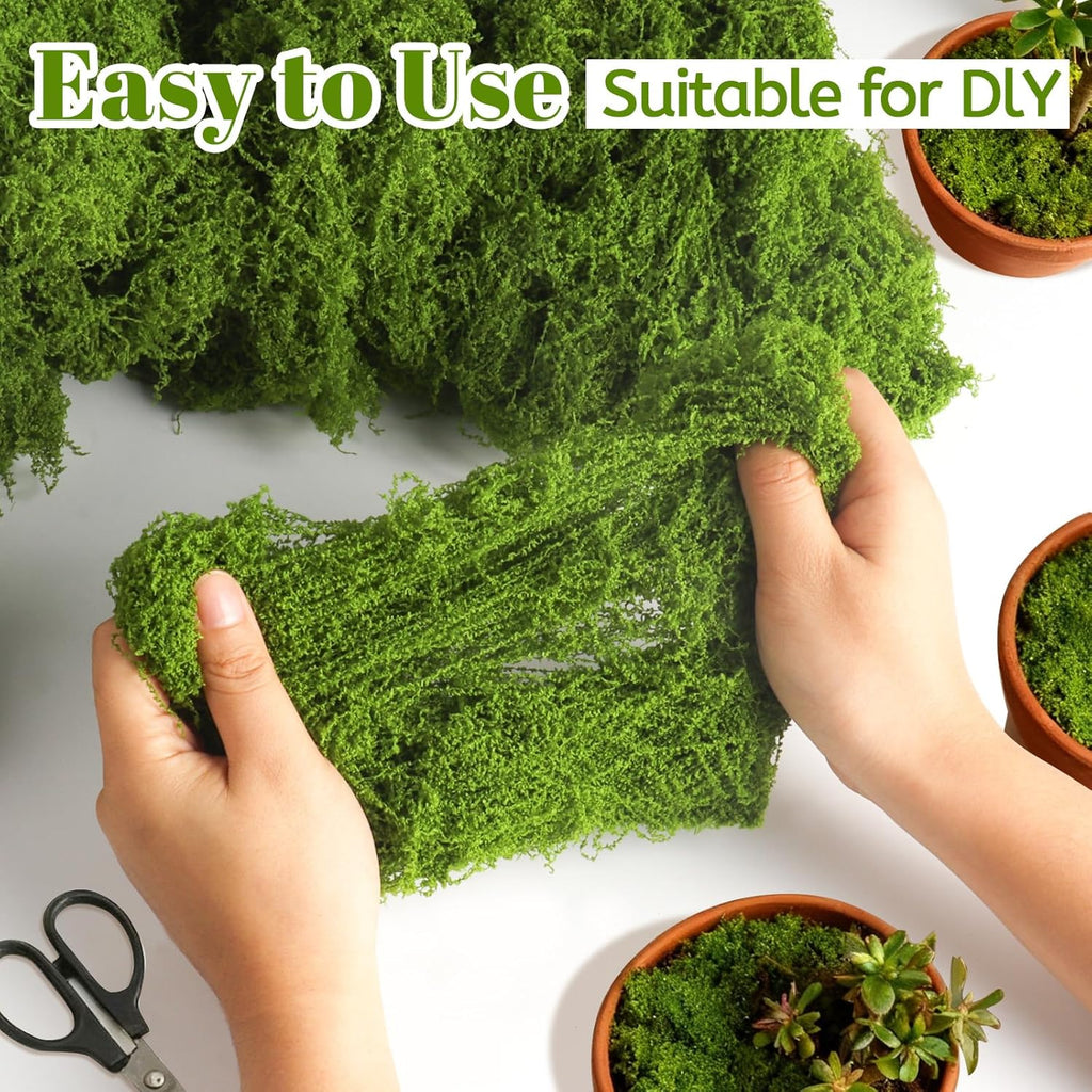 15.1 OZ Fake Green Moss for Crafts, Artificial Moss for Indoor Plants, Decorative Light Green Artificial Fake Moss for Fairy Garden Decor, Wedding Centerpieces, Floral DIY Projects