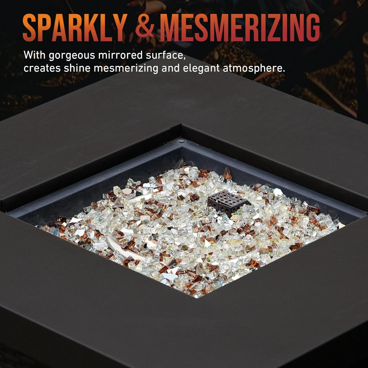 Skyflame 10-Pound Blended Fire Glass for Fire Pit Fireplace Landscaping - 1/4 Inch Reflective Tempered Fireglass Gold, Platinum, Copper