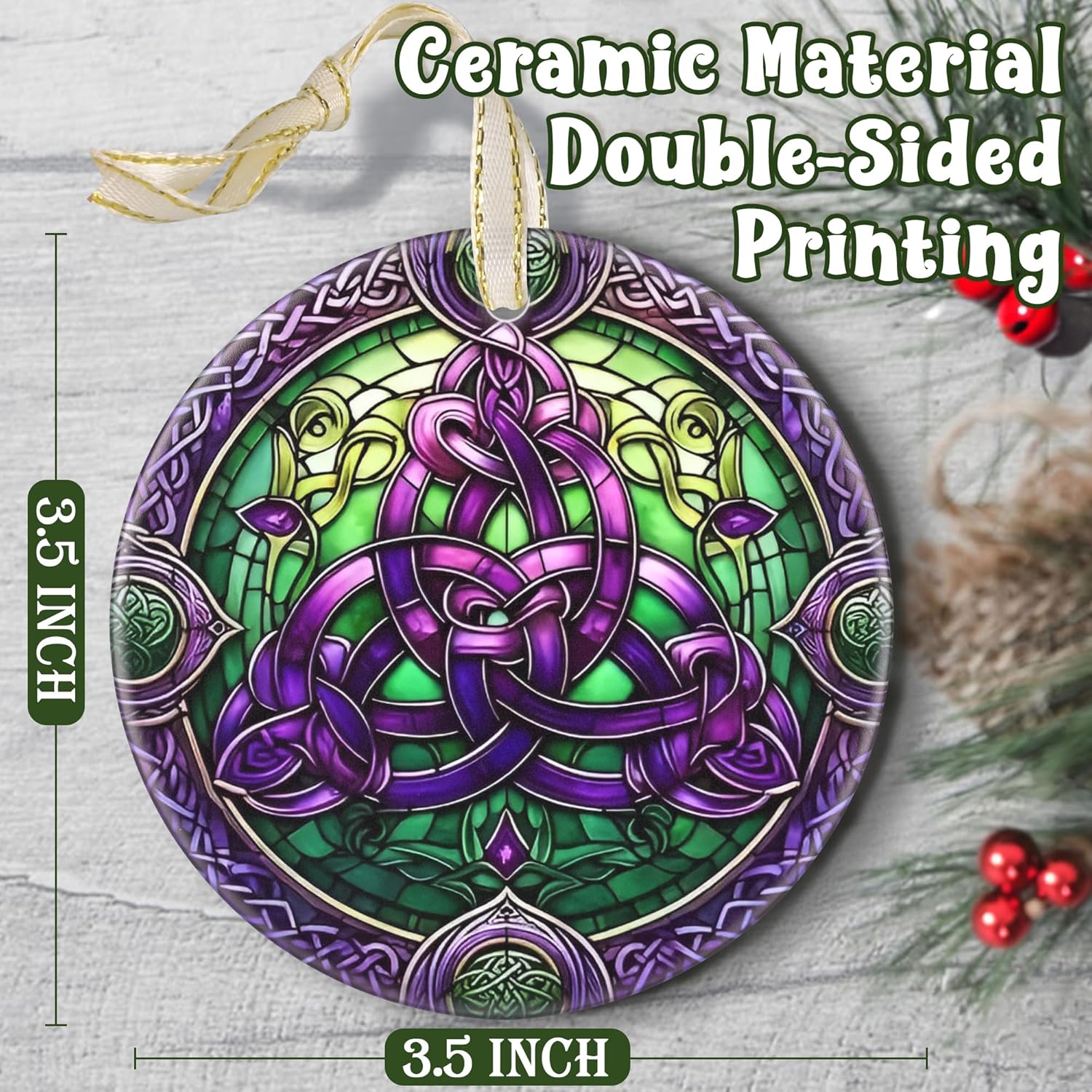 2025 Celtic Knot Christmas Ornament - Christmas Tree Decoration, Round Ceramic Holiday Decor for Tree - Gift Idea for Friends and Exchange