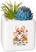 Corgi Succulent Planter Flower Plant Pot Small, Gifts for Women Teens Girls Kids, Corgi Lovers Themed Stuff Accessories Things Decor Merch, Home Office Table Desk Decoration!