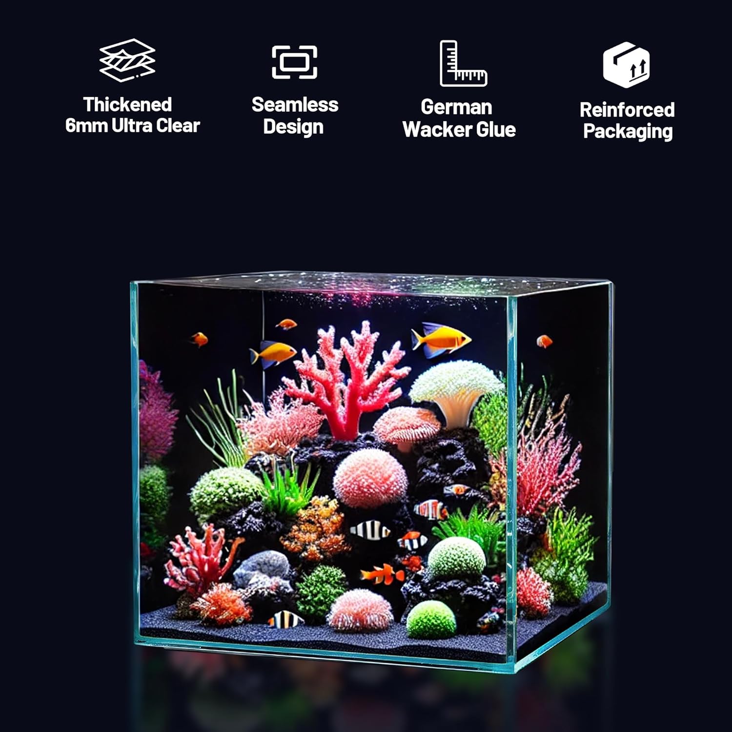 Ultra Clear Glass Fish Tank 4.1 Gallon, 6mm Thickened Rimless Aquarium Tank Low Iron, Cube Aquarium 10in x 10in x 10in