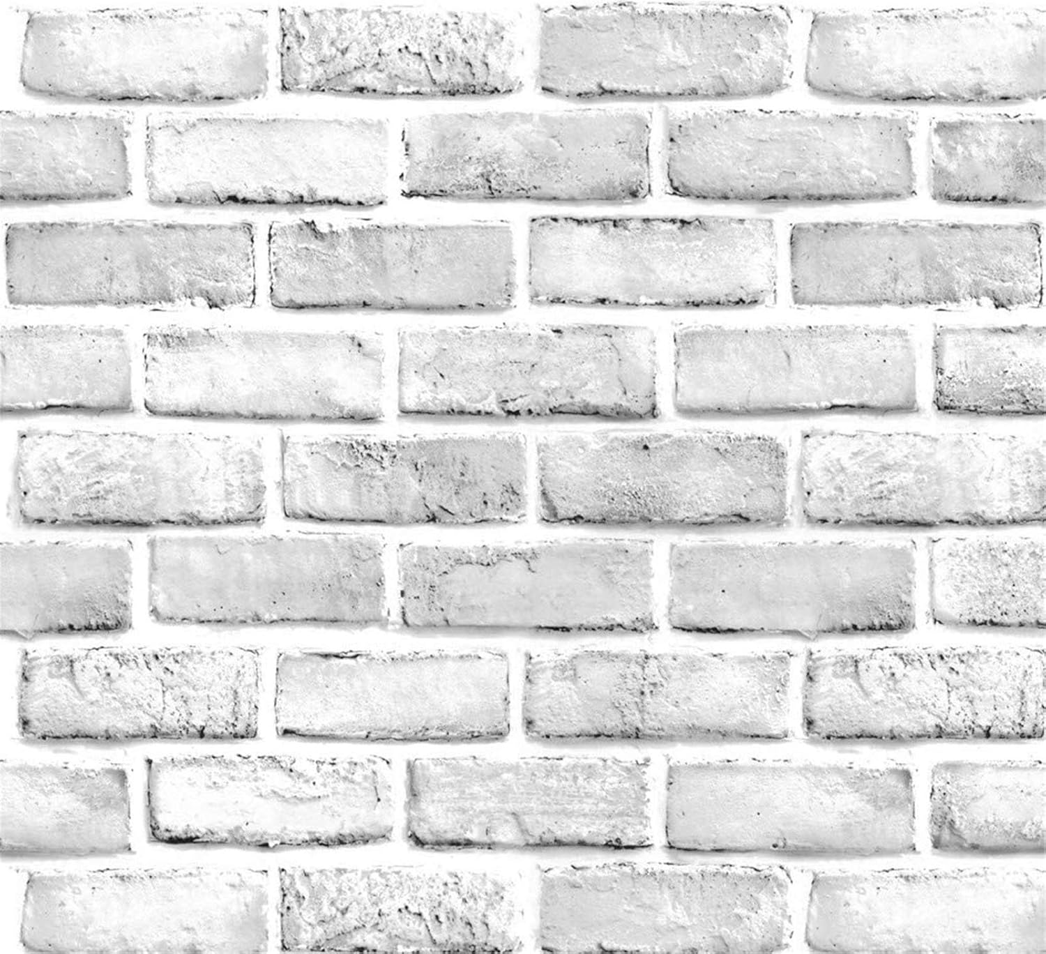 Yancorp 10ft White Gray Brick Wall Paper Peel and Stick Wallpaper Brick Vinyl Wrap,Self-Adhesive Paper Backsplash Kitchen Living Room
