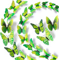 LiveGallery 72 PCS Green Removable 3D DIY Beautiful Butterfly Wall Decals Colorful Butterflies Art Decor Wall Stickers Murals for Kids Baby Boy Girls Bedroom Classroom Offices (Green)