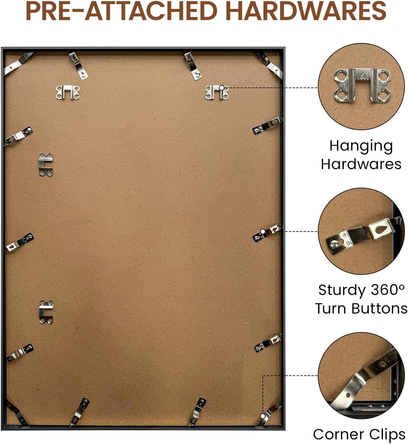 Heimlove 17x23 Metal Picture Frame,Black Aluminum Wall Gallery Poster Puzzles Artwork frames-Real Tempered Glass,Mounting Horizontally or Vertically Decor for Wall-1Pack