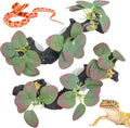 kathson 2 PCS Reptile Corner Branch Resin Snake Climbing Accessories with Leaves Terrarium Plant Decoration with Suction Cup for Lizard Frog Bearded Dragon Gecko Spider Climbing 7.8 x 3.1 x 1.4 inches