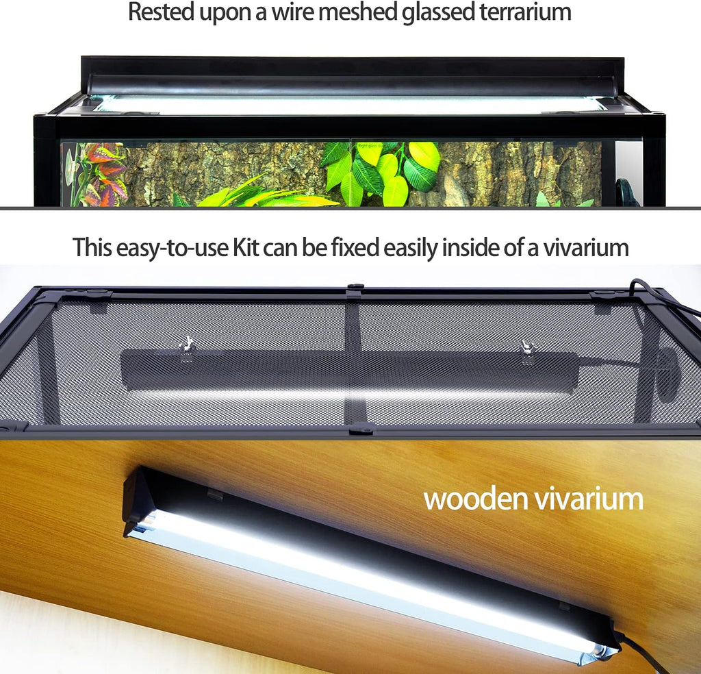 REPTI ZOO T5 HO UVB Lighting Combo Kit, Terrarium Hood Comes with Desert 10.0 UVB T5 Lamp (54W)