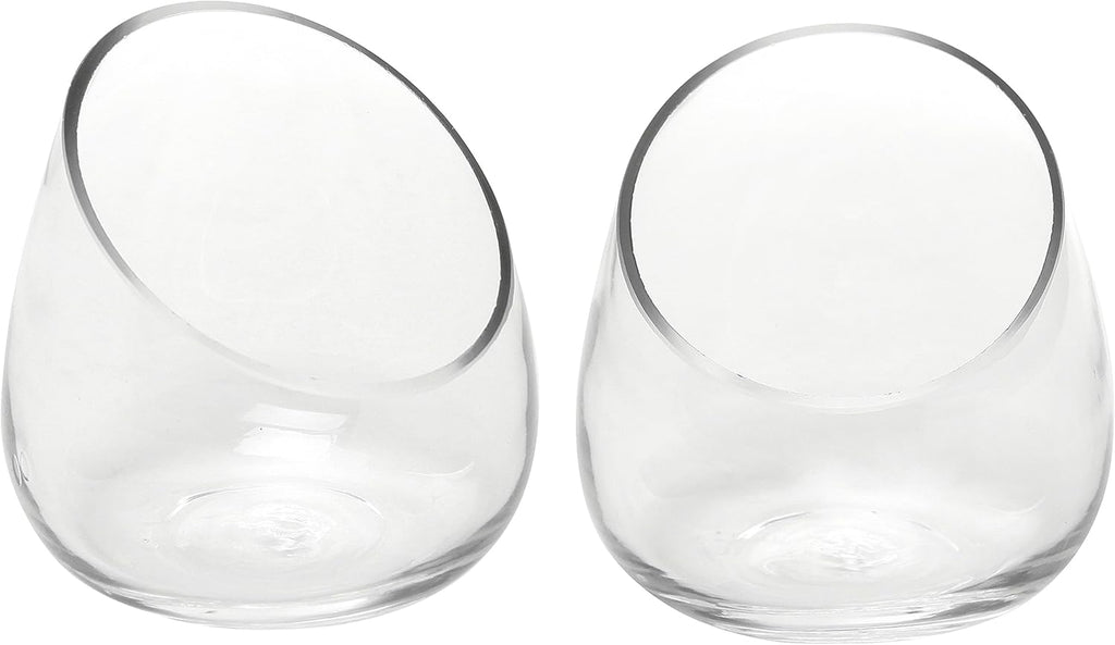 MyGift 5 Inch Premium Clear Glass Air Plant Terrarium, Mini Candy Bowl Jar, Tealight Candle Holder, Succulent Cactus Plant Vase, Set of 2