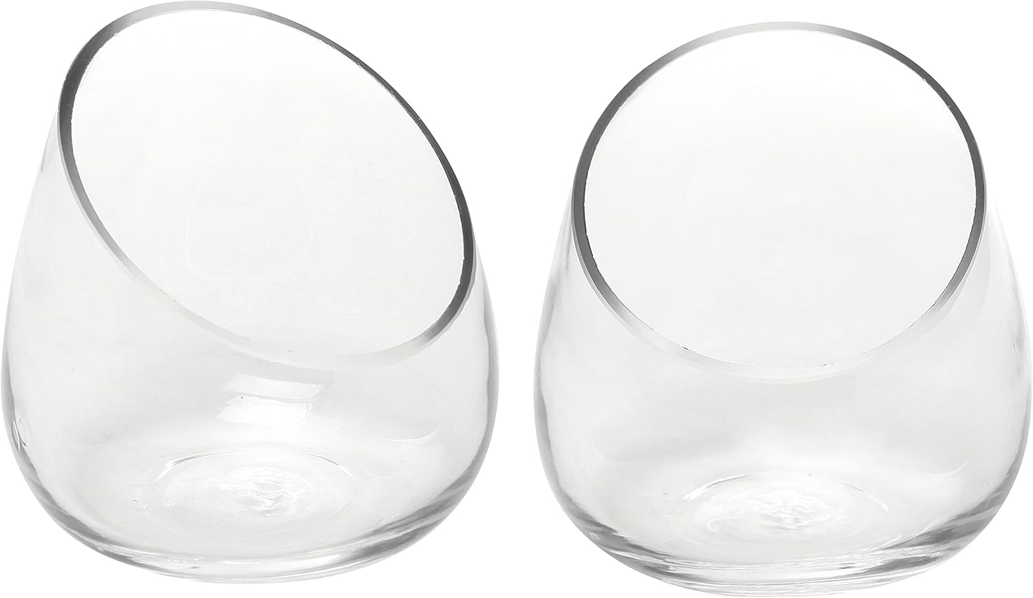 MyGift 5 Inch Premium Clear Glass Air Plant Terrarium, Mini Candy Bowl Jar, Tealight Candle Holder, Succulent Cactus Plant Vase, Set of 2