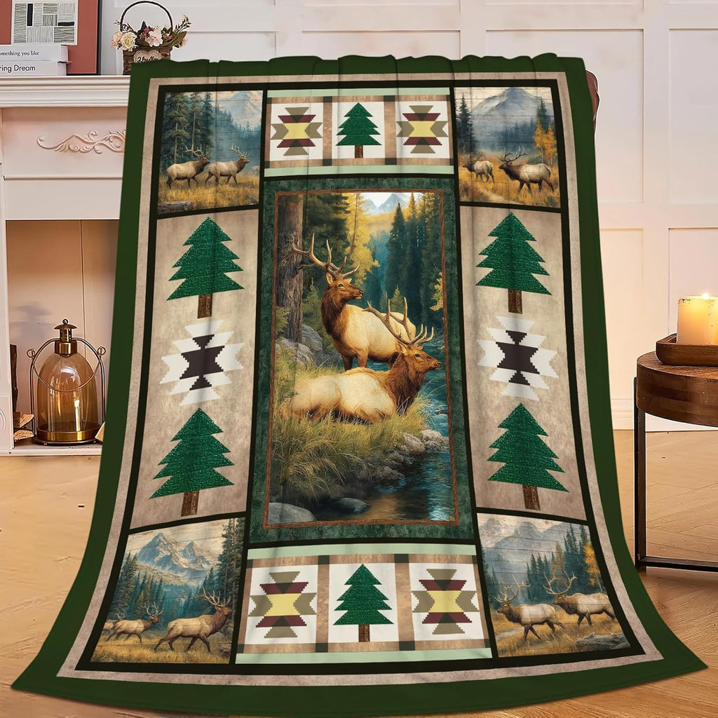 Deer Throw Blanket Deer Elk Stuff Gifts for Kids Girls Boys Adults Women Men Soft Cozy Warm Plush Fluffy Fuzzy Fleece Blanket Decor 40''X50''