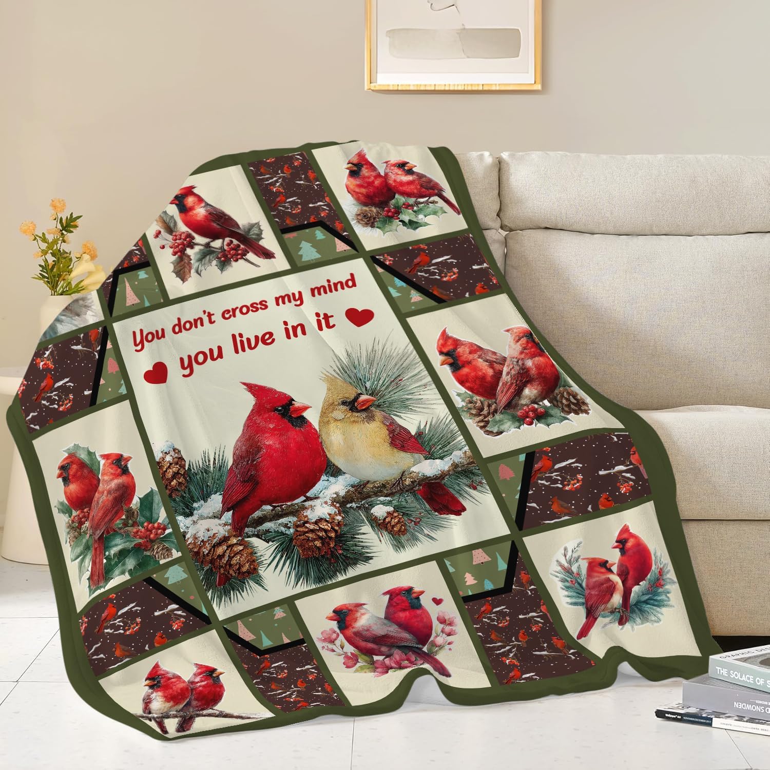 Cardinal Throw Blanket Red Bird Cardinal Stuff Gifts for Kids Girls Boys Adults Women Men Soft Cozy Warm Plush Fluffy Fuzzy Fleece Blanket Christmas Decor 60''X80''
