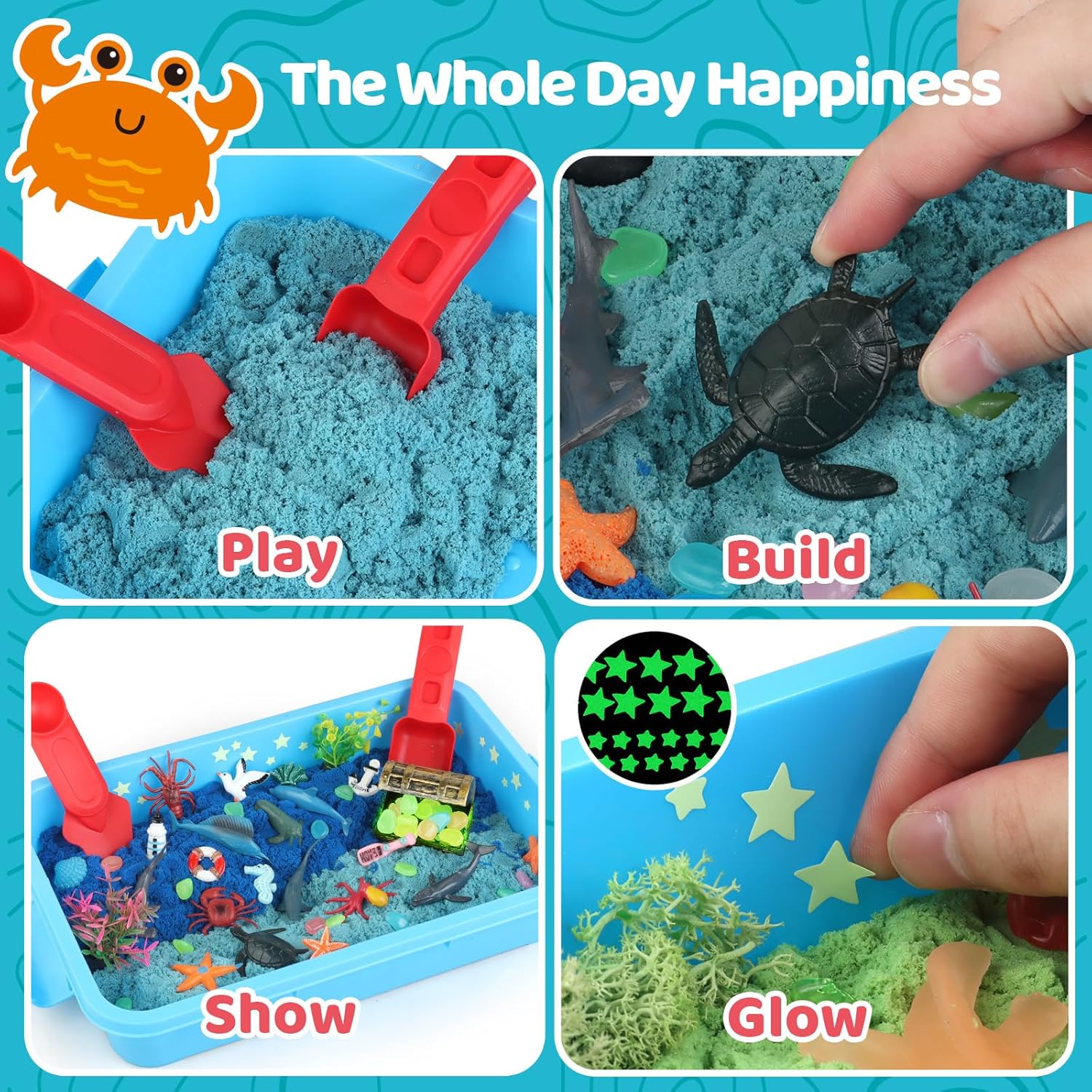 Ocean Sensory Bin - Sea Animals Toys for Kids 3-5, Sensory Bin Sand Gifts for Toddler 3-4, Ocean Toys Sensory Sand for Boys Girls Birthday 3 4 5 6 7 8 Year Old