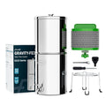 Frizzlife Reduces 99.9% Lead Gravity-fed Water Filter System, NSF/ANSI 42&372 Standards, 2.25G Countertop Water Filter Reduces Chlorine, Heavy Metals, with Activated Carbon Filter and Stand, G210-PRO