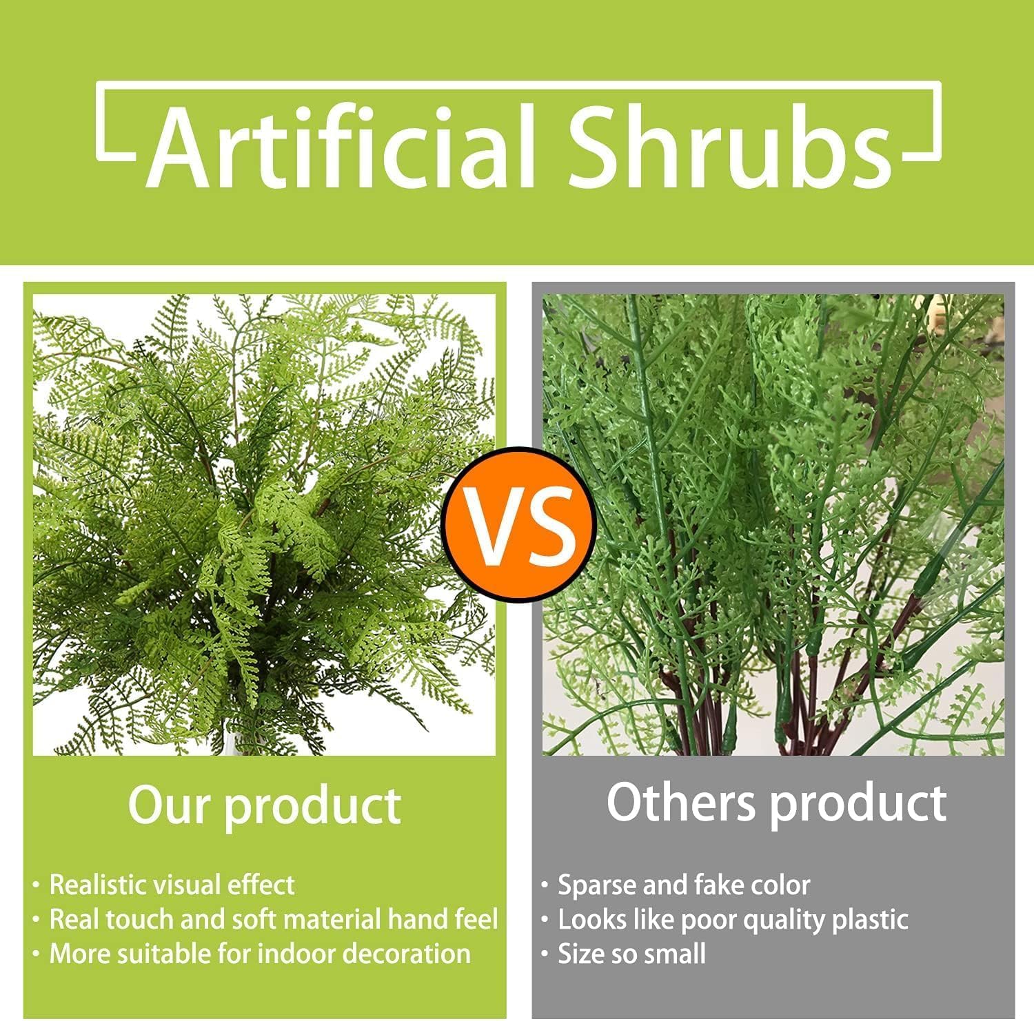 Artificial Boston Fern Plants 19" Fake Greenery Shrubs 2 Pcs Faux Plant Bushes UV-Resistant for Indoor Outdoor Wedding DIY Bouquets Floral Arrangement Table Centerpieces