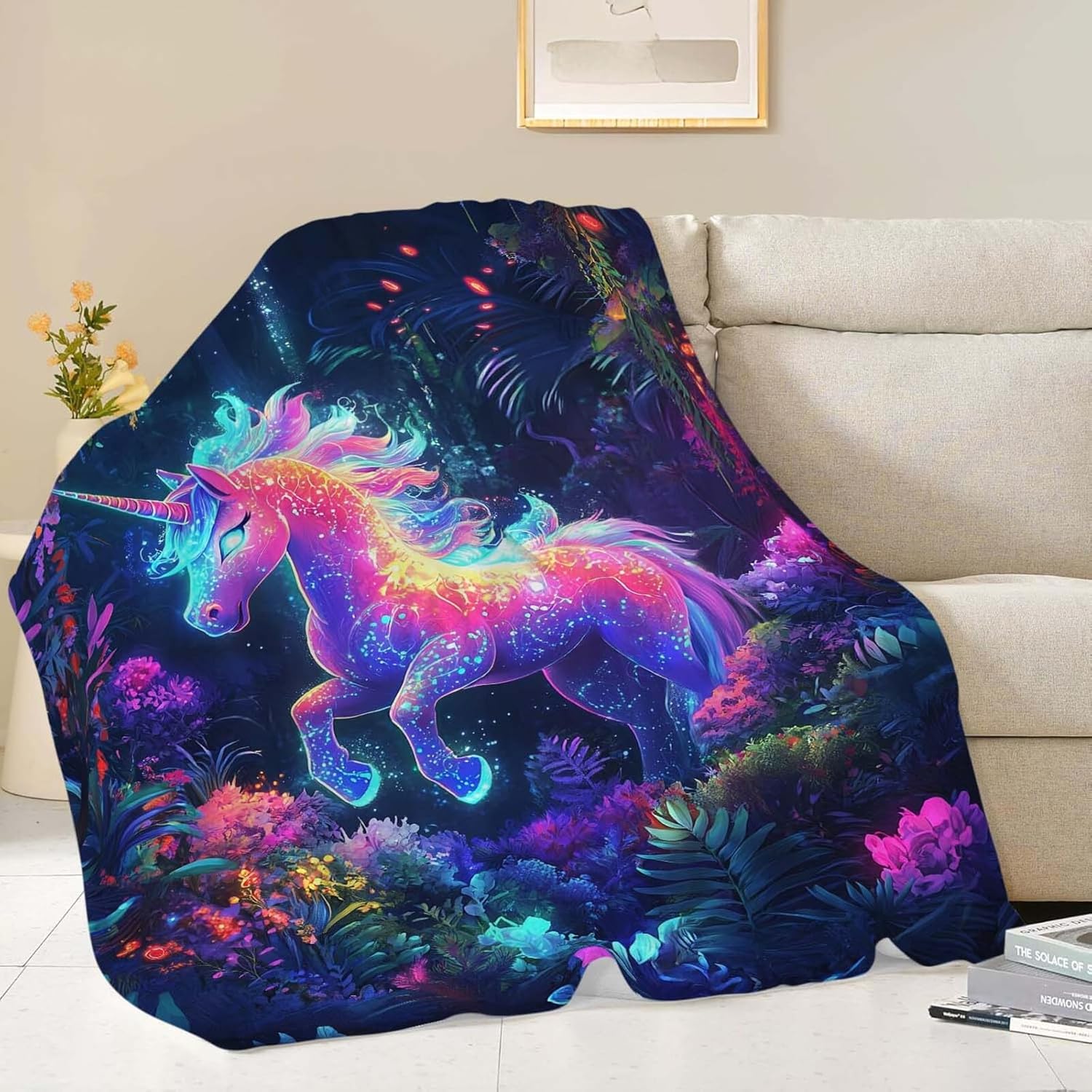 Unicorn Throw Blanket Unicorn Stuff Gifts for Kids Girls Boys Adults Women Man Soft Cozy Warm Plush Fluffy Fuzzy Fleece Blanket Decor 40''X50''