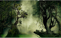 Forest Aquarium Background Jungle Plants Old Trees Reptile Habitat Background Fantasy Misty Foggy Rainforest Natural Landscape Fish Tank Background Misty Forest Terrarium Background Vinyl 24x16in