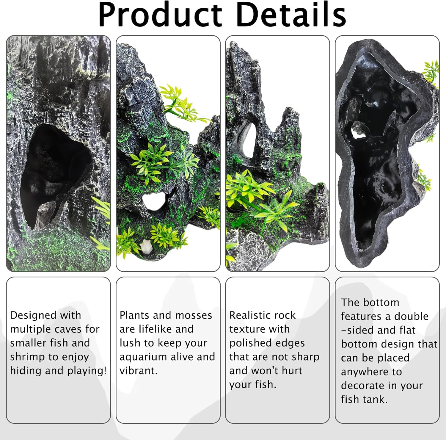 kathson Aquarium Mountain View Stone Resin Fish Tank Decoration Betta Hideout Caves Rockery Landscape Tree Aquarium Decorations Large Rock Hiding Cave Decor for Small Fish Shrimp Play Ornament