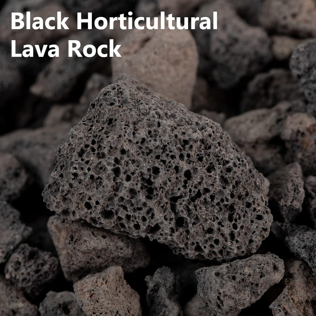5lbs Natural Lava Rocks Fire Stone Granules, Volcanic Fire Pit Lava Rocks Ideal for Fireplaces Fire Pits, Garden Decorative Landscaping, Plants Cultivation and Aquariums, Black
