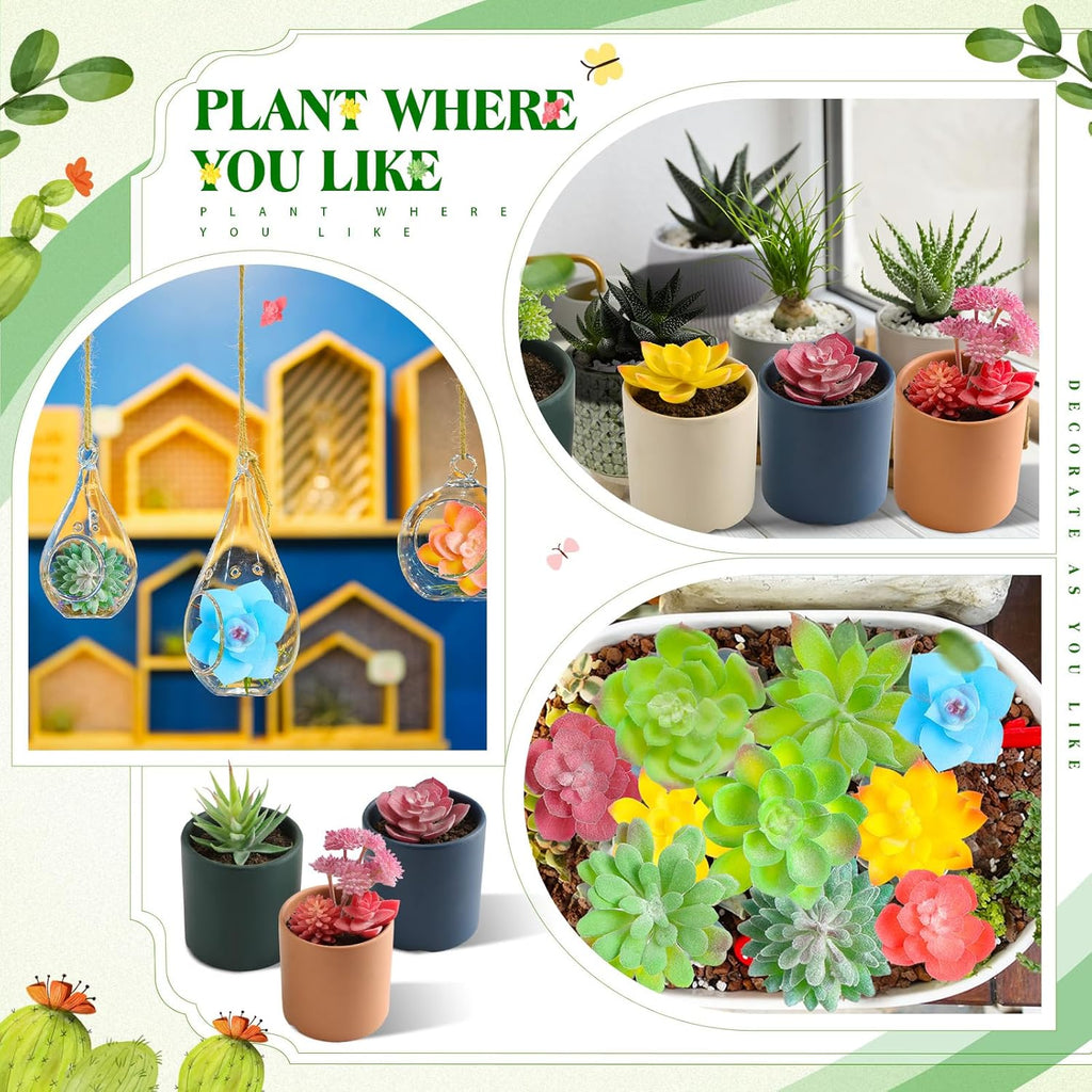 Jutom 32 Pieces Mini Artificial Succulents Unpotted Realistic Colorful Faux Succulents Small Cactus Plants for Garden Flower Kitchen Home Decor