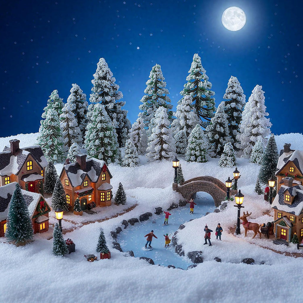 Skylety 35 Pieces Model Trees 1.2-6.3 Inch Mixed Miniature Trees Diorama Supplies Fake Plants Train Scenery Landscape Christmas Village Architecture DIY Crafts(Dark Green, Green, White,Snowy Cedar)