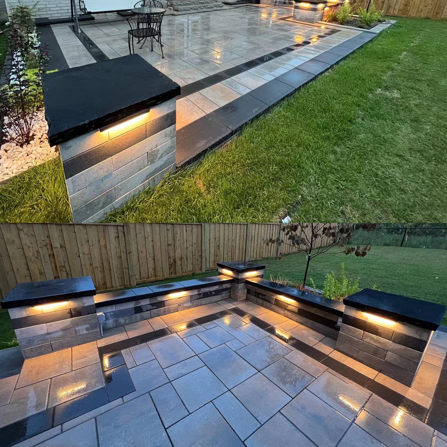 8-Pack UL Listed LED Hardscape Lighting, 12 Inch Retaining Wall Lights, 9W 3000K Landscape Lighting, Die-cast Aluminum Housing Paver Wall Lights, Low Voltage 12V AC/DC