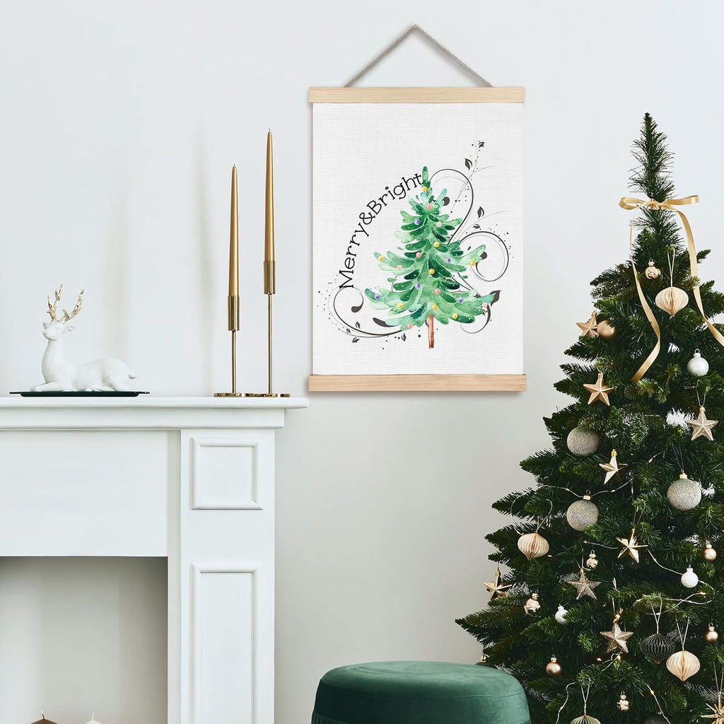 FDHSPAAM Christmas Tree Wall Art Decor, Cute Christmas Decor, Winter Holiday Flourish Xmas Tree Wall Art Posters for Home Bedroom Living Room, 12x16 Inch