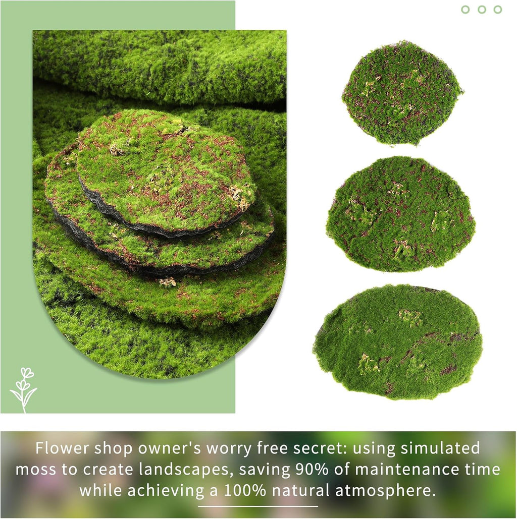 Artificial Moss Blocks for Garden Decoration, 6-Piece Set, Green Decorative Moss Stones Suitable for Ecological Tanks, elf Gardens(Realistic Green Faux) Fake Moss (3 Pack Small)