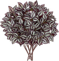 Hollyone 5 Bundles Artificial Greenery Plants Stems Faux Wandering Jew Leaves Plant Bouquet Fillers for Arrangement, Fake Shrub Bushes Plants for Home Centerpiece Indoor Outdoor Garden Patio Porch